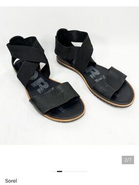 Sorel Black Elastic Crisscross Ankle Sandals